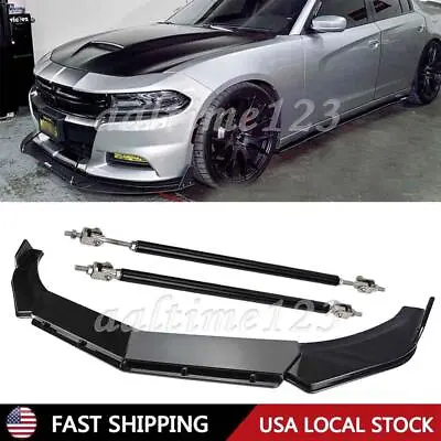 For Dodge Charger For SRT Front Bumper Lip Splitter Spoiler +Strut Rods Bar • $54.95