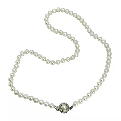 Quality Beaded Akoya Saltwater Cultured Pearl Necklace Sterling Silver 18In Vtg • $243.75