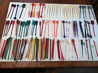 Large Lot Vintage Cocktail Bar Drink Stirrers Swizzle Sticks Picks • $19.99