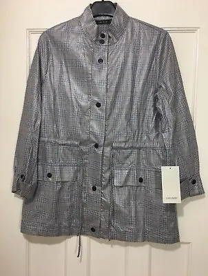 $36.58 • Buy Zara Grey/tan Checked High Collar Safari Jacket Size S Bnwt