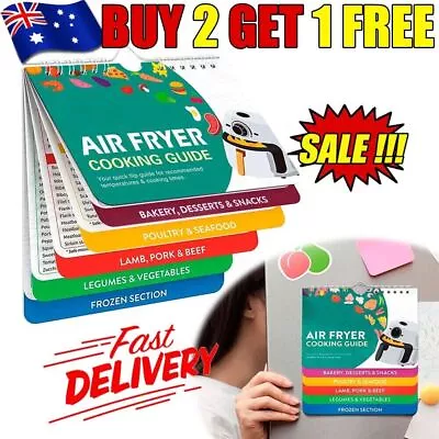 Air Fryer Cheat Sheet Magnets Cooking Guide Booklet - Air Fryer Magnetic Cheat • $8.99