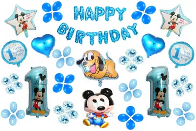 Mickey Mouse Pluto Blue 1st Birthday Balloon Set Celebrate Party  • £20