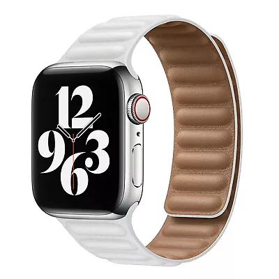 $8.99 • Buy Leather Band Magnetic Link Strap For Apple Watch 8 7 6543 SE 38/42/40/44/41/45mm