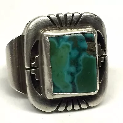 Sterling Silver Turquoise Ring Size 9 Vintage Navajo Signed Jerry T Nelson • $161.46
