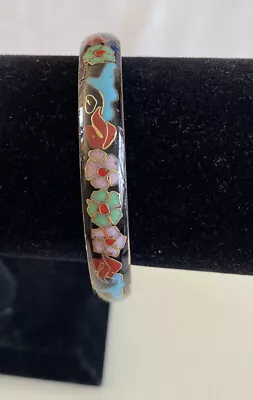 Vintage Floral Cloisonne Bangle Bracelet Hinge Close • $3.25