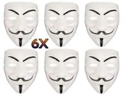 Adult Unisex 6 X Anonymous Vendetta V Mask Halloween Fancy Dress Party Accessory • £8.49