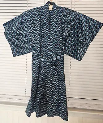 Vintage Japanese Kimono Child (8)  Blue Yukata Robe W/ Obi 1960's Prop Samurai • $28.99