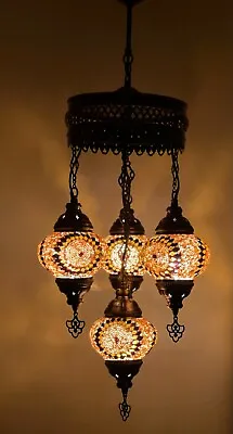 £94.98 • Buy Turkish Moroccan Glass Mosaic Hanging Lamp Ceiling Light Chandeliers Free Bulbs