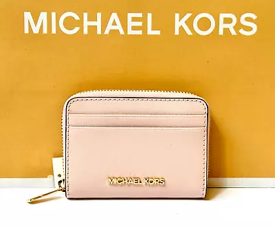 Michael Kors Jet Set Travel Md Zip Around Card Case Wallet Pink Powder Blush • $59.50