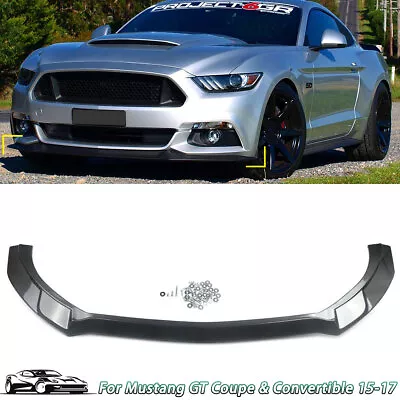 For Ford Mustang GT V8 V6 Front Lower Lip Splitter Spoiler Carbon Look ABS 15-17 • $108.89
