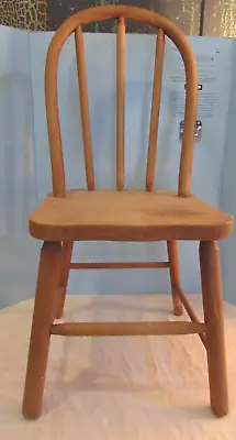Antique VINTAGE  Carved LIGHT Wooden  Child's HIGH BACK  Chair • $120