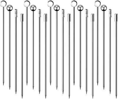 Cocktail Picks Stick 20Pcs Stainless Steel Martini Picks Reusable Metal Cockta • $13.55