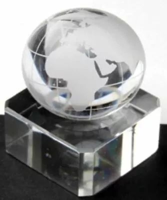 30mm Crystal World Map Earth Globe Marble 1.25  W/Glass Stand Etched Orb Sphere • $12.95