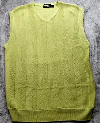 Nautica Mens Pima Cotton Sweater Vest Size Medium Green Golf  • $12