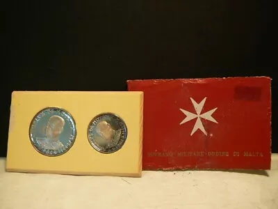 S.o.m. Order Of Malta 1964 1 + 2 Scudi Coins-proof In Original Holder • $70