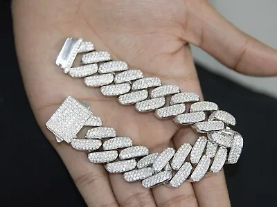 Iced Miami Cuban Link Bracelet Real Moissanite Solid 925 Silver Men's Hip Hop • $305