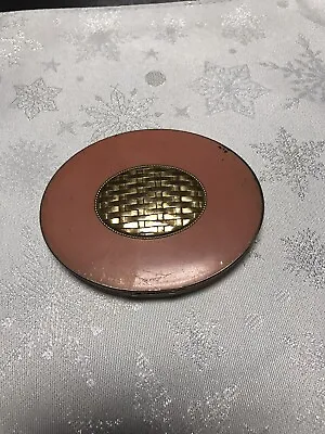 Vintage Pink Enamel Oval Compact With Mirror Powder And Puff. • $13