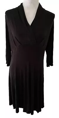 Vintage Coldwater Creek Black Long Sleeve Faux Wrap Empire Top Dress Size PL • $14.99