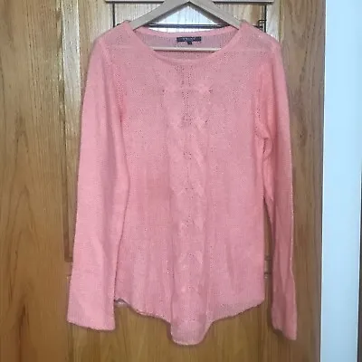 TWINS Italy Women’s Large Knit Sweater Coral Pink Mohair Wool Lightweight • $24