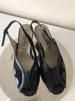 Zodiaco Navy Sling Back Peep Toe Ladies Shoes Euro Size 36 (UK Size Approx 3.5) • £12