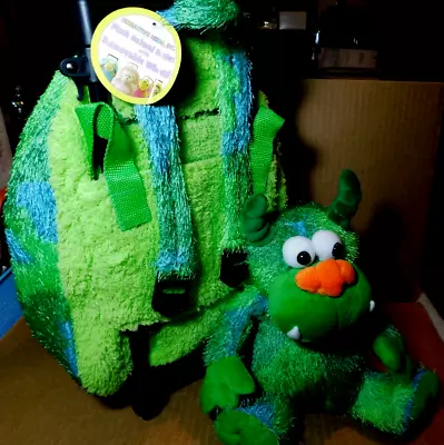 BP~Kreative Kids Plush Green Monster Trolley Backpack ~ New!! • $18