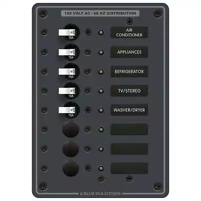 Blue Sea 8059 Power Distribution Panel 120V AC 8 Pos Marine Breakers Backlit • $209.92