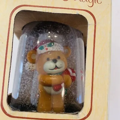 NEW Mini Snowtime Magic Water Globe Teddy Bear W Candy Cane Hat & Holly • $24.99