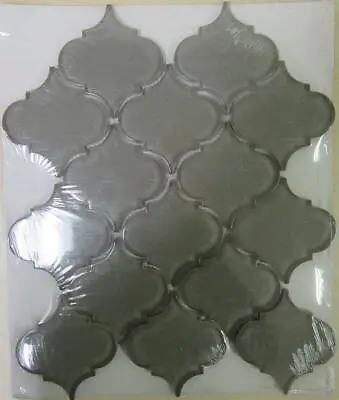 Sheet Of Pebble Arabesque 12.28  X 10.43  Glossy Glass Mesh-Mounted Mosaic Tile • $5