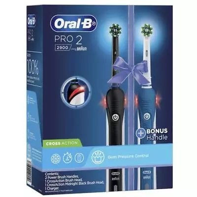 Oral-B PRO 2 Electric Toothbrush Dual Handle Pack - With Pressure Control • $122.78
