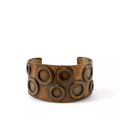 Vtg Modernist Southwestern Bell Trading Post Solid Copper Circle Cuff Bracelet • $34.99