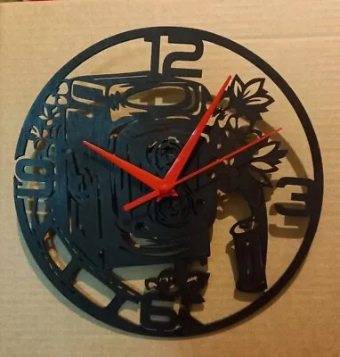 Wooden  Wall Clock  Old Camera Style Colour Black • £24.99