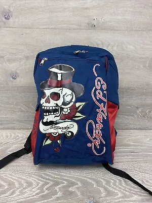 Don Ed Hardy Backpack Skull Top Hat Blue Red • $25