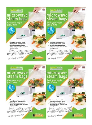 100 X Microwave Steam Steamer Bags Large Size Bags Healthy Cooking By Toastabags • £6.25