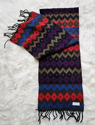 Vintage United Colors Of Benetton Wool Scarf Made In Italy Geometric Aztec • $24.29