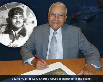 Charles McGee (+more!) Signed 332nd FG Tuskegee Airmen P-51 Mustang Artwork • $295