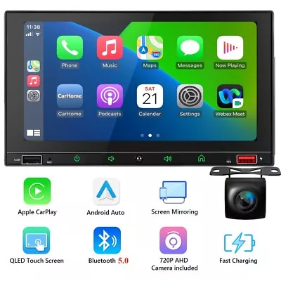 CAM+7  QLED 2 Din Car Stereo Radio Head Unit DSP FM RDS AUX CarPlay Android Auto • $129.90