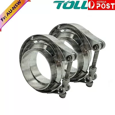 2PC 3  Inch 76mm V-band Vband Clamp Stainless Steel Flange Exhaust Pipe Tailpipe • $36.83