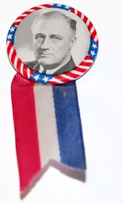 1932 FRANKLIN D ROOSEVELT FDR PRESIDENT Ribbon Campaign Pin Pinback Button • $31.46