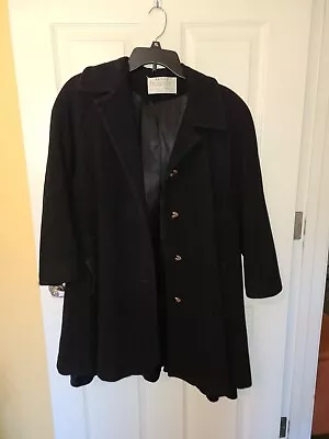 VTG Petite FashionBilt 100% Wool Med. Length Black Coat - SZ. L • $49.99