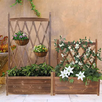 Raised Garden Bed Outdoor Elevated Planter Flower Planting Box W/Trelli For Yard • £35.91