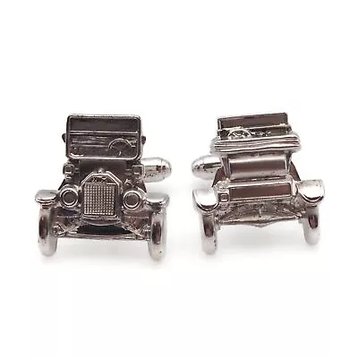 Vintage Silver Tone Metal Front Back Ford Model T Car Fashion Cuff Links • $19.99