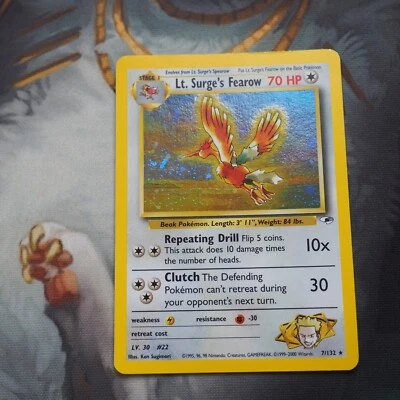 $22.99 • Buy Lt. Surge's Fearow 7/132 Holo Rare Pokemon Gym Heroes Played Single Card WOTC