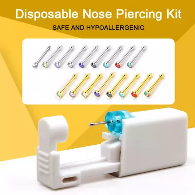 Disposable Nose Ear Piercing Kit Earring Gun Kit DIY Home Piercer Pierce Stud • £0.99