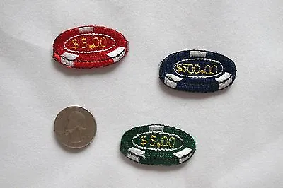 Lot 2Pcs Casino Poker Chips Vegas Embroidery Iron On Applique Patch • $2.99