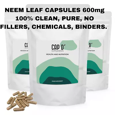 Neem Leaf Capsules 600mg 100% Clean No Fillers Chemicals Binders Antioxidant • £103.99