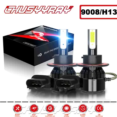 H13 9008 LED Headlight Bulbs Kit 10000W 1000000LM Hi/Lo Beam Super Bright White • $15.99