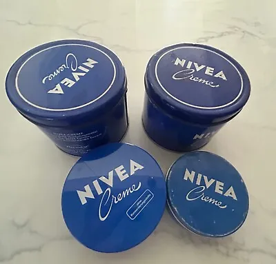 Lot Of 4 Empty Vintage Nivea Creme Tin Boxes Various Size & Age  Made In Germany • $24