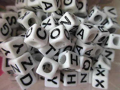 50 - 500 Single Letters A - Z Alphabet & Numbers Cube Beads Acrylic 7 X 7mm  • £1.59