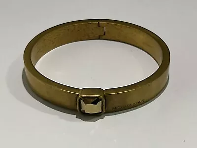 Michael Kors Gold Tone Jewel Hinge Bracelet Bangle Wristlet Jewelry Signed • $17.25