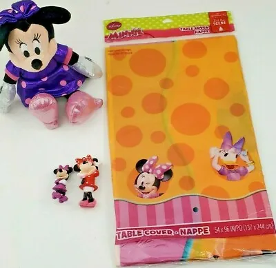 Minnie Mouse Party Supplies/plastic Table Cover-54 X96  2 Cake Toppers And Doll • $12.99